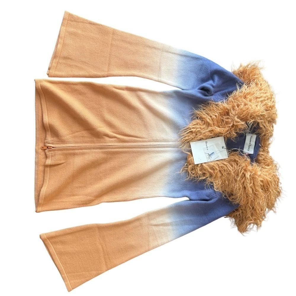 House of Sunny Desert Rose Peggy Ombre Cardigan Faux Fur S - Picture 6 of 10